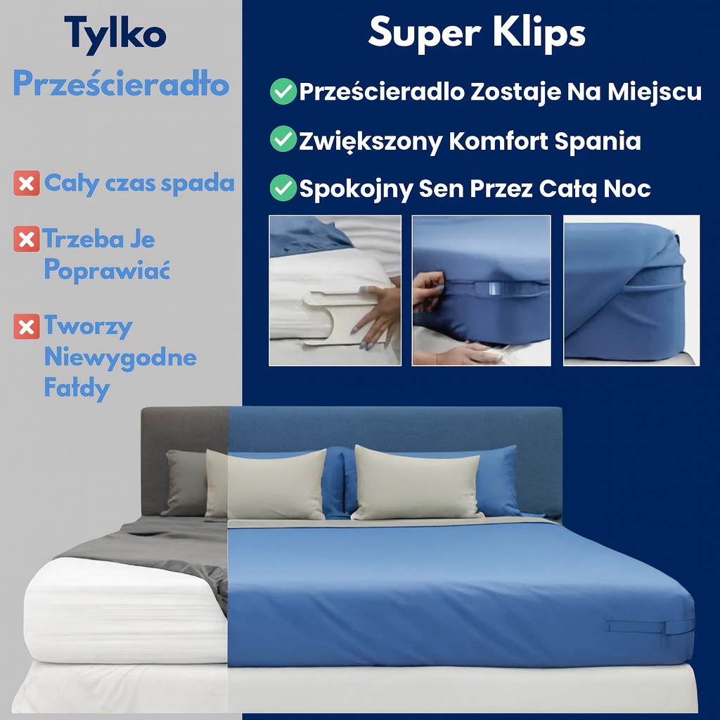 Porównanie prześcieradeł i Super Klipsów